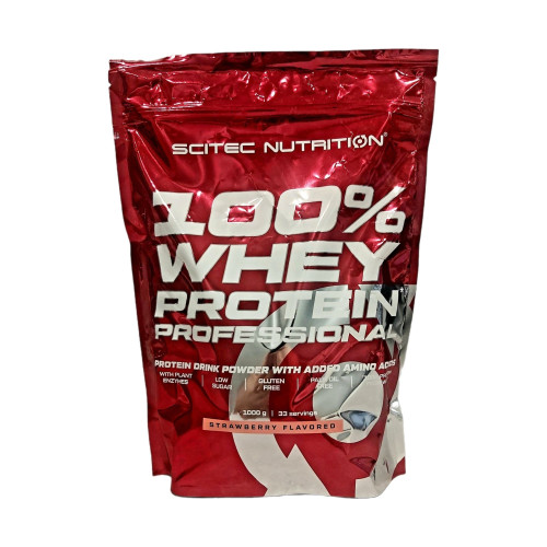 Scitec Nutrition 100% Whey Protein Professional 1000g Strawberry, сироватковий протеїн